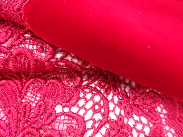  ビロードレース花模様ショール